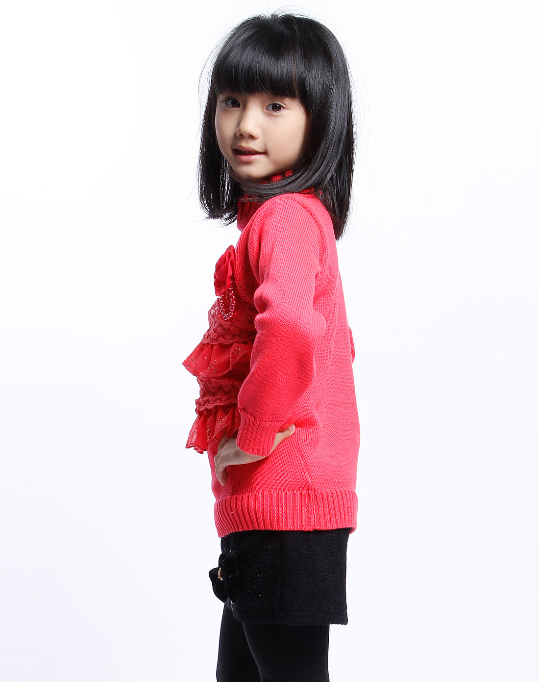 台格taige女童西瓜红毛衣