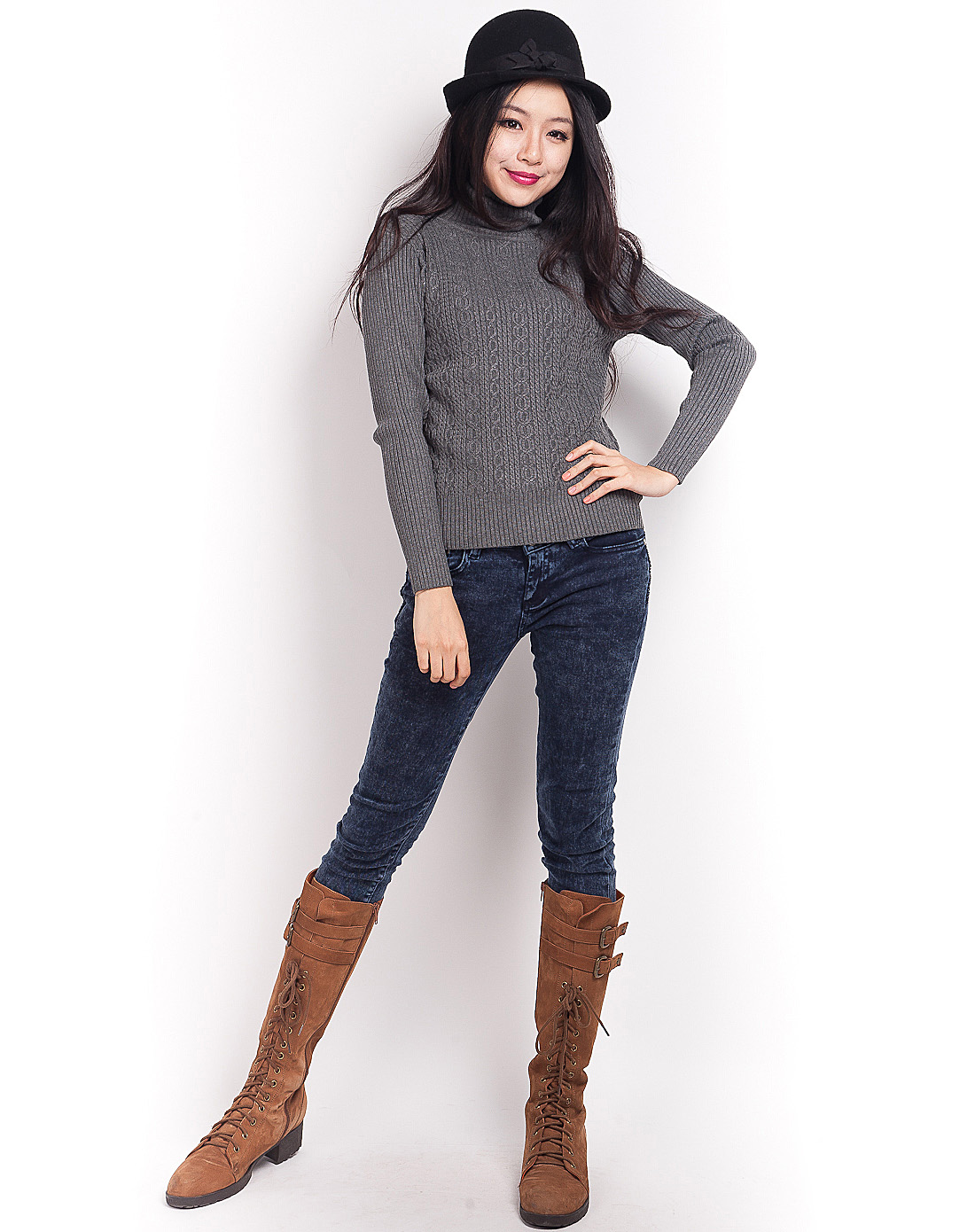 品牌--夜场艾金诺USS AZINO 中灰色高领简约