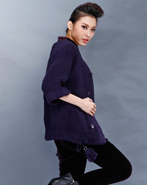 女装库存专场卓可ZOOC 深蓝色时尚七分袖针