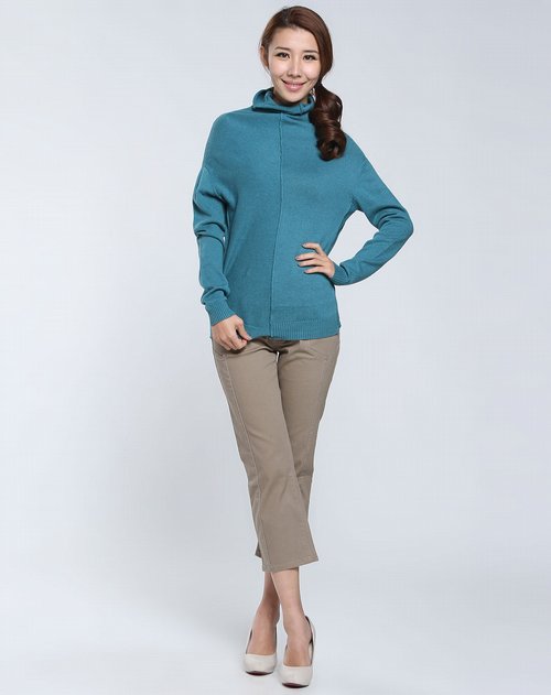 女装库存专场播broadcast <em>女款</em>鸭皇<em>蓝色高领</em>长