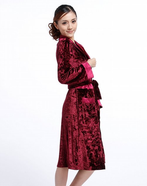 家居内衣专场酒红色休闲长袖<em>睡袍</em>_唯品会<em>名牌</em>
