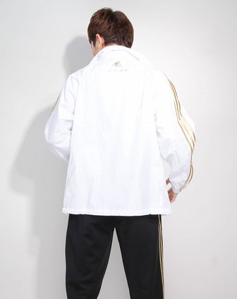 阿迪达斯adidas男款白/<em>金色拉链</em>长袖<em>外套</em>TR1