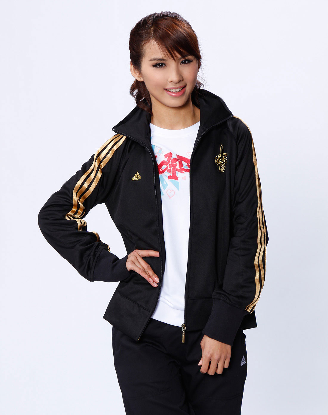<em>阿迪达斯adidas女款黑色</em>休闲长袖<em>外套</em>442863
