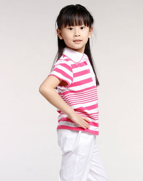 梦特娇MONTAGUT童装女童桃红色条纹短袖针
