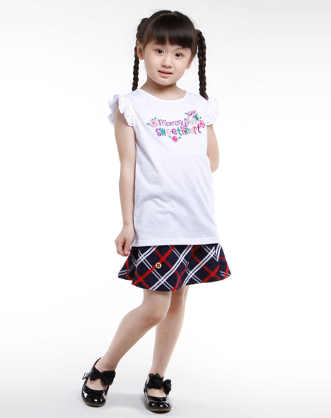 <em>女童</em>可爱<em>短袖t恤</em> 纯棉珠地印花可爱<em>童装</em>-上衣-