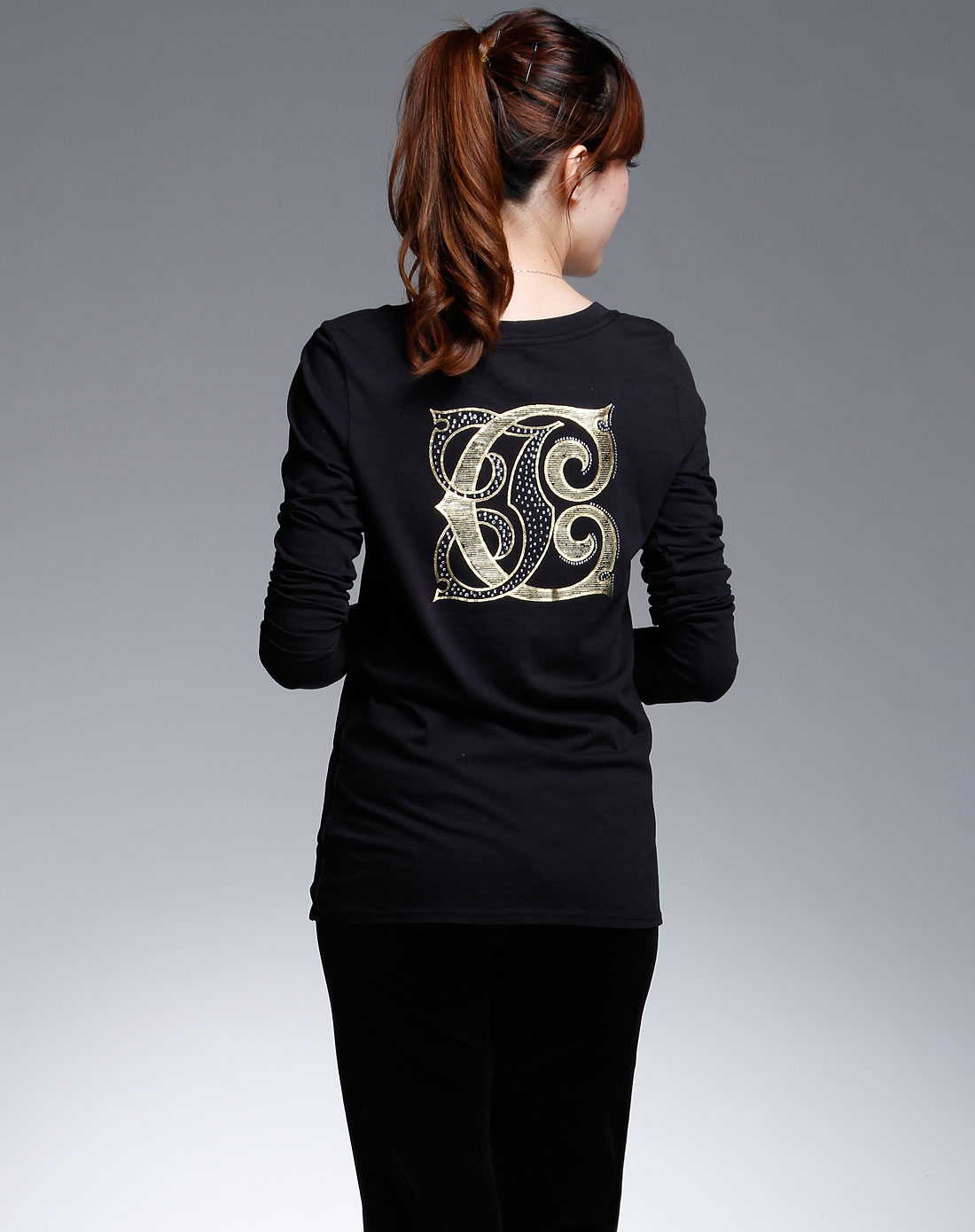 couture女款黑色长袖t恤jgmu9178
