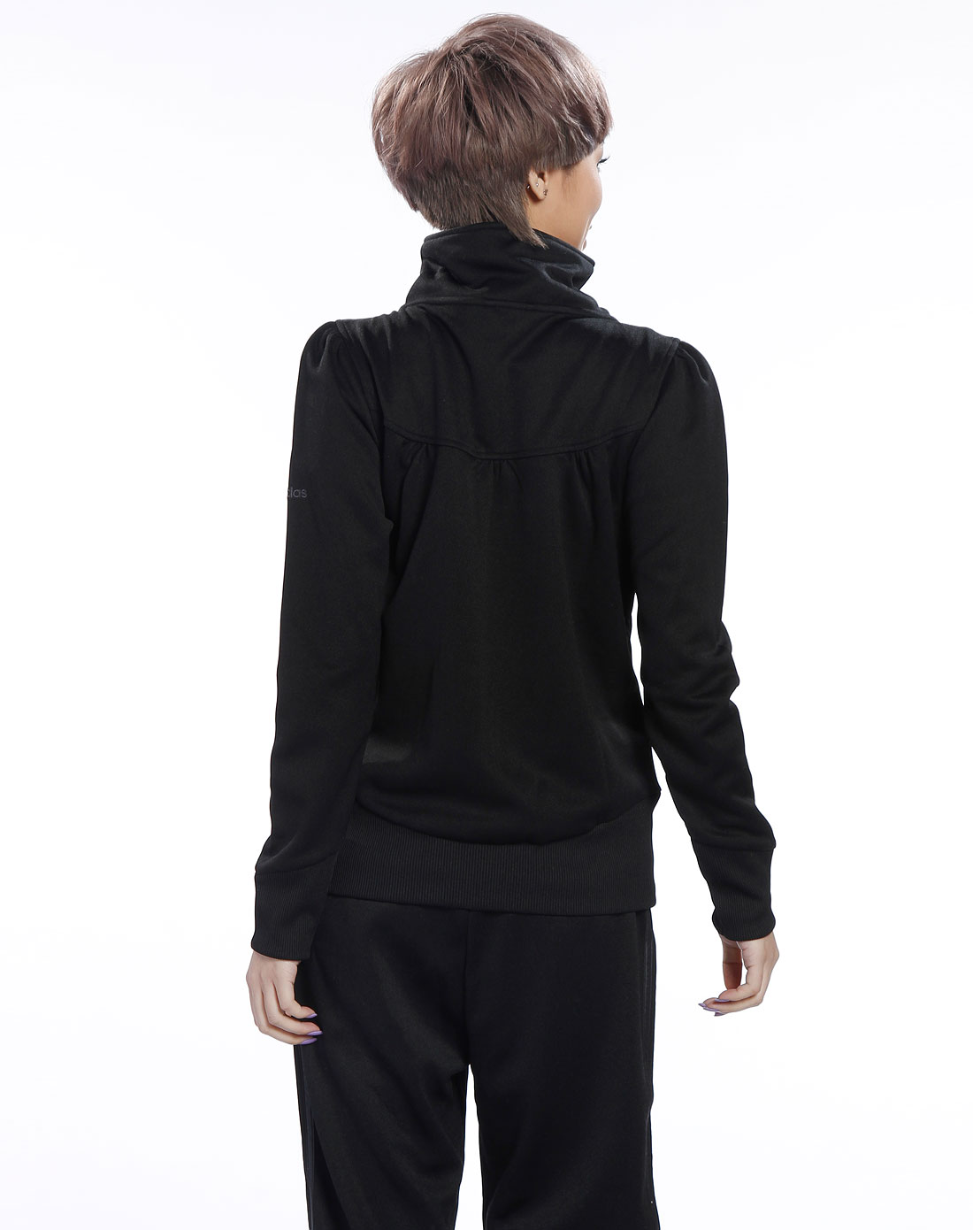 <em>阿迪达斯adidas女款</em>纯<em>黑色</em>长袖<em>外套</em>E68806_