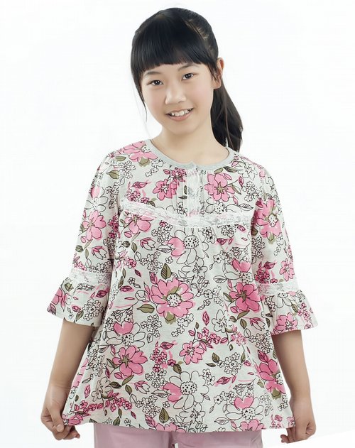雅多 亚迪奥男女童装混合专场<em>女童</em>麻灰色<em>中袖</em>