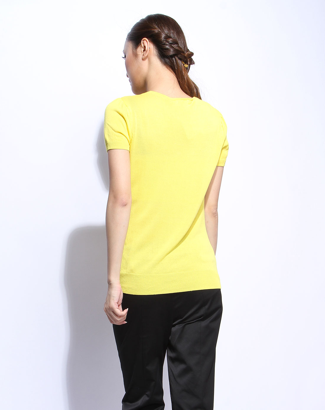 城市俪人CSLR黄色圆领短袖<em>毛衣</em>CDSS<em>56</em>SF0