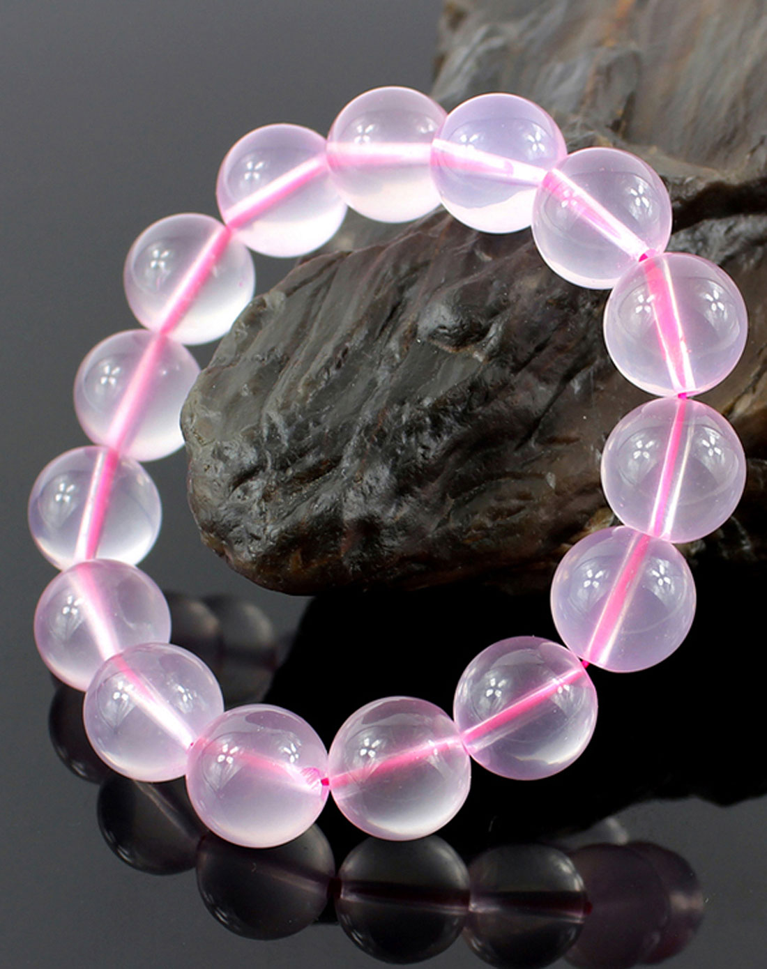 一生一石O-STONE女款粉色3A级天然粉水晶手链13mm20191771_唯品会