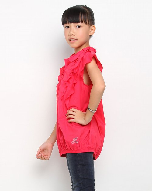 凡兜Fun World男女童<em>女童红色</em>翻领休闲短袖上