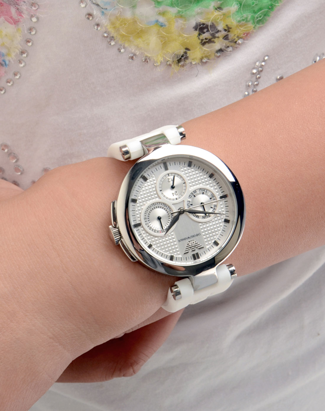 <em>阿玛尼</em>Emporio <em>Armani</em>-<em>手表女款</em>银<em>白色</em>优雅大