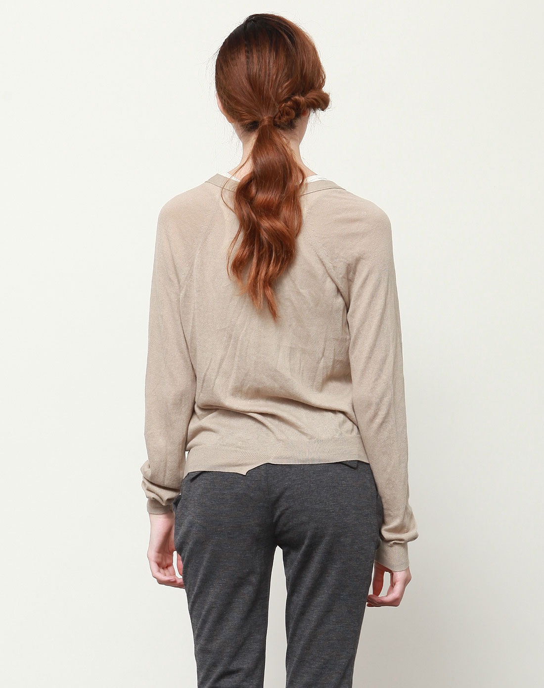 <em>女性</em>日记<em>LADY</em>'S DIARY女款米色简约<em>针织开衫</em>