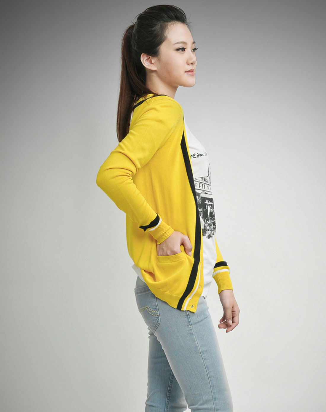 WE黄色休闲<em>针织</em>长袖<em>开衫</em>111254009507_<em>唯品会</em>