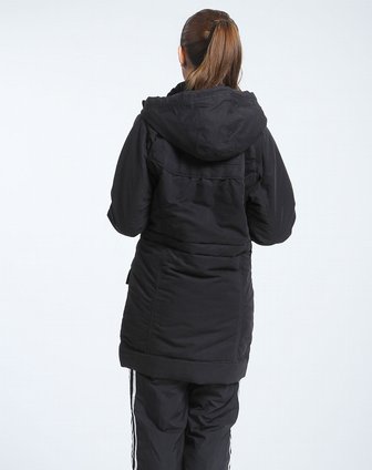 <em>阿迪达斯adidas女款黑色</em>连帽长袖休闲棉<em>外套</em>P