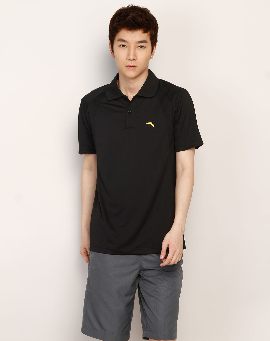 安踏ANTA男女装男款 黑色翻领短袖T恤35027