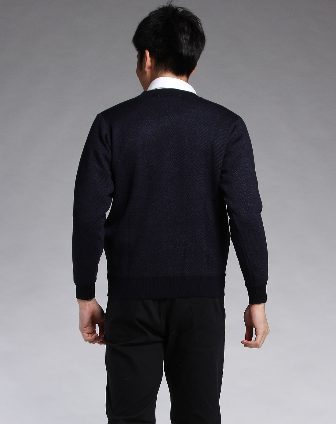 帕丝特pstl藏青色休闲长袖<em>针织开衫</em>240201200