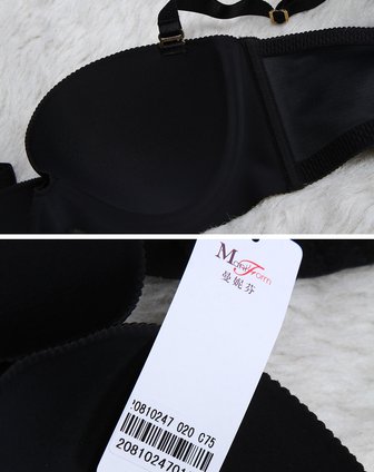 曼妮芬+黑色<em>无痕</em>简约3/4<em>薄杯文胸</em>