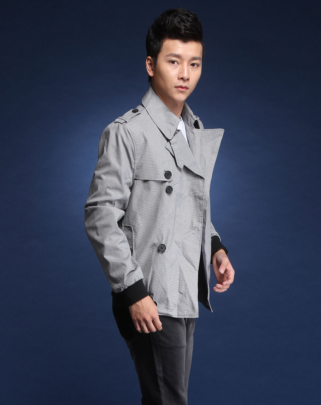 扣翻领时尚长袖茄克C0121013-0904_唯品会,