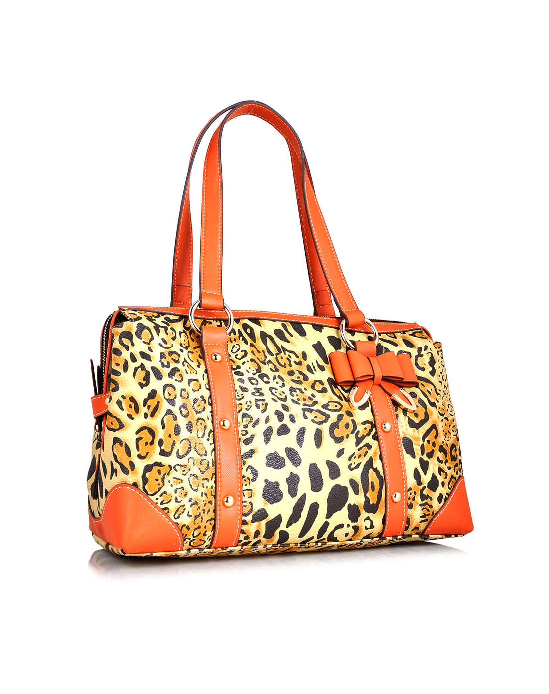 <em>圣大保罗女包</em>豹纹/橙Pu皮手提包WB1904-007