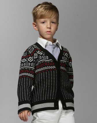 马骑顿MQD男<em>男童黑色开衫</em>V领<em>毛衣</em>M113207