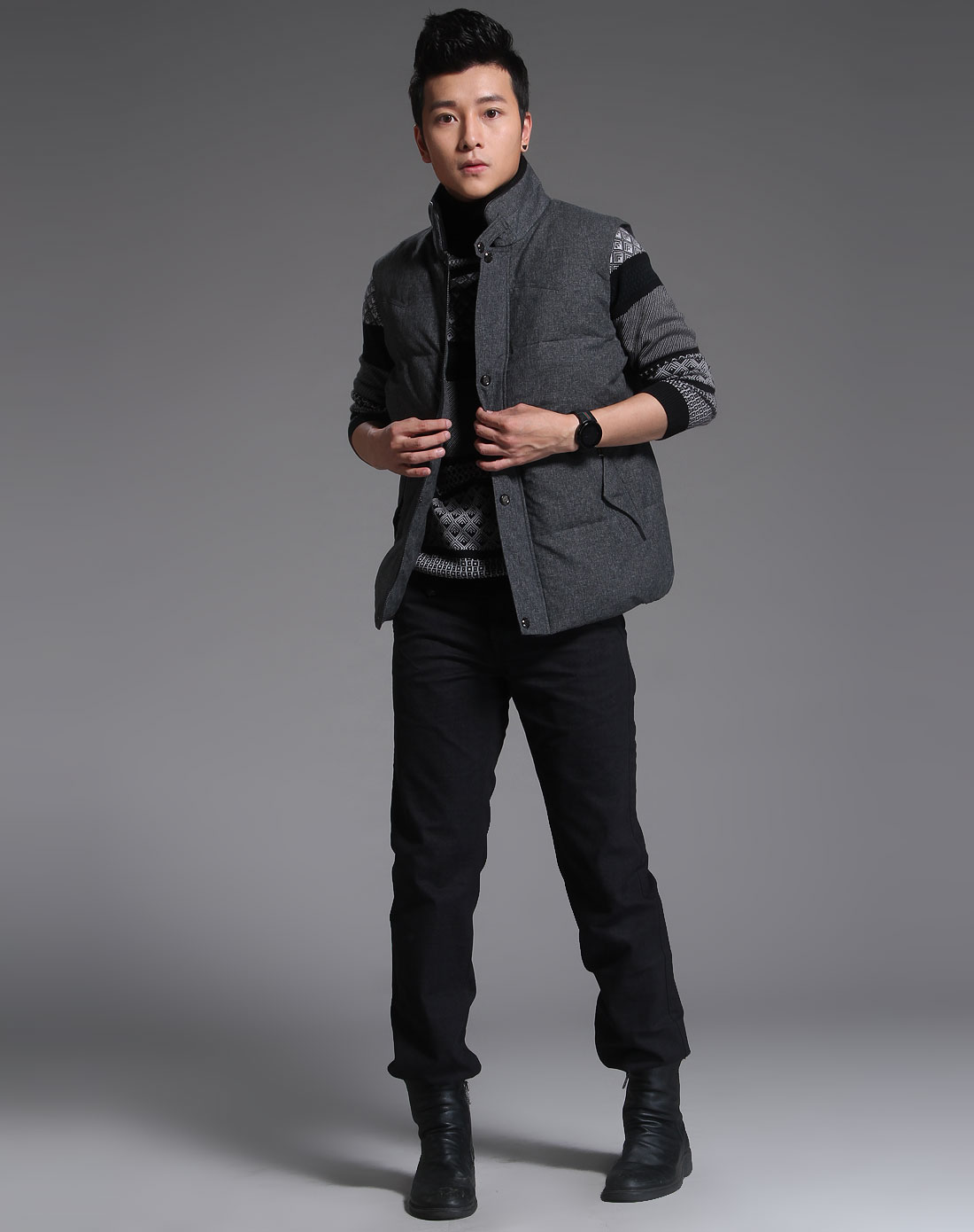 马克华菲Mark Fairwhale 新绅士<em>灰色</em>休闲立领羽