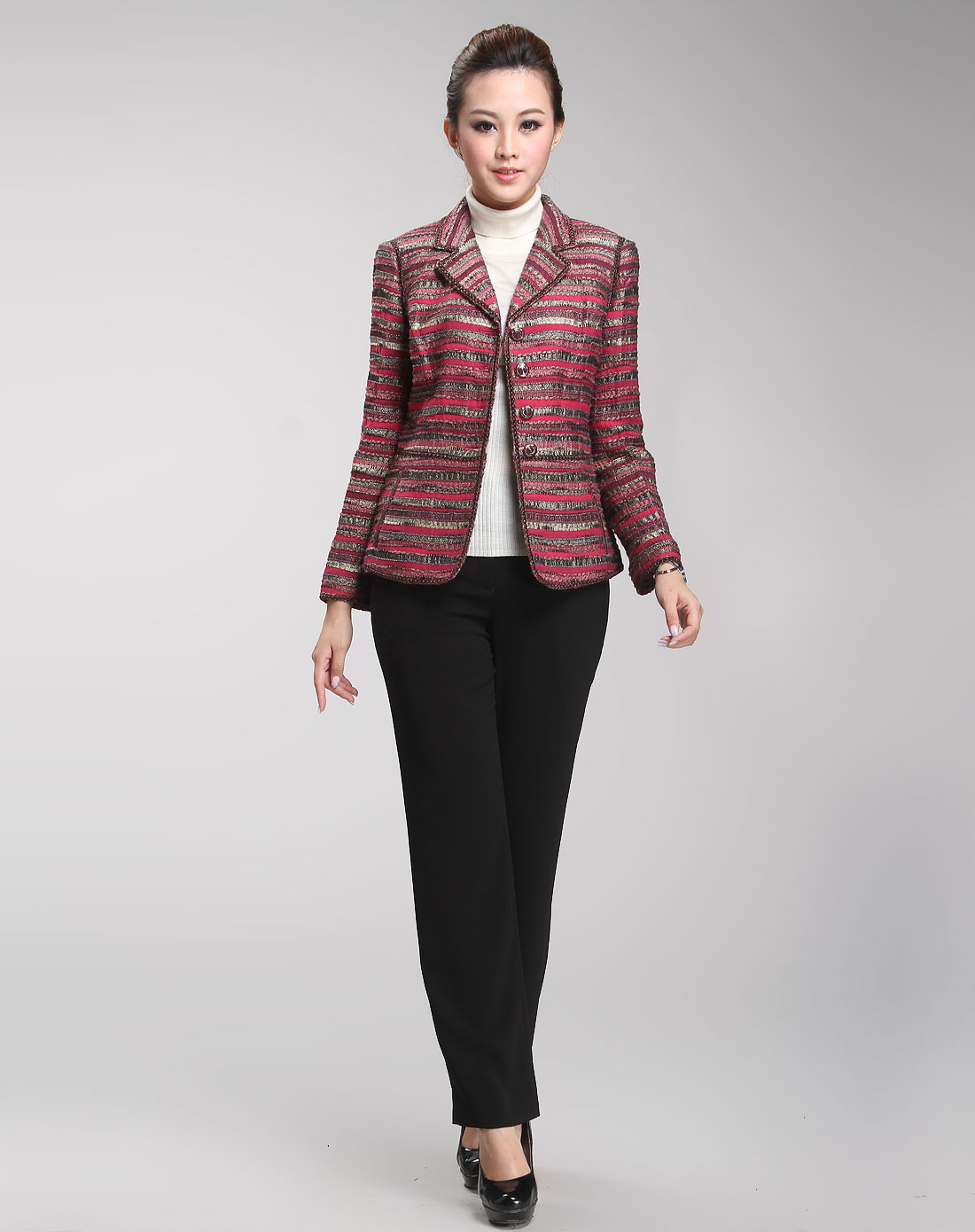 <em>凯撒KAISER</em>男<em>女装</em>女款红色时尚优雅长袖西服