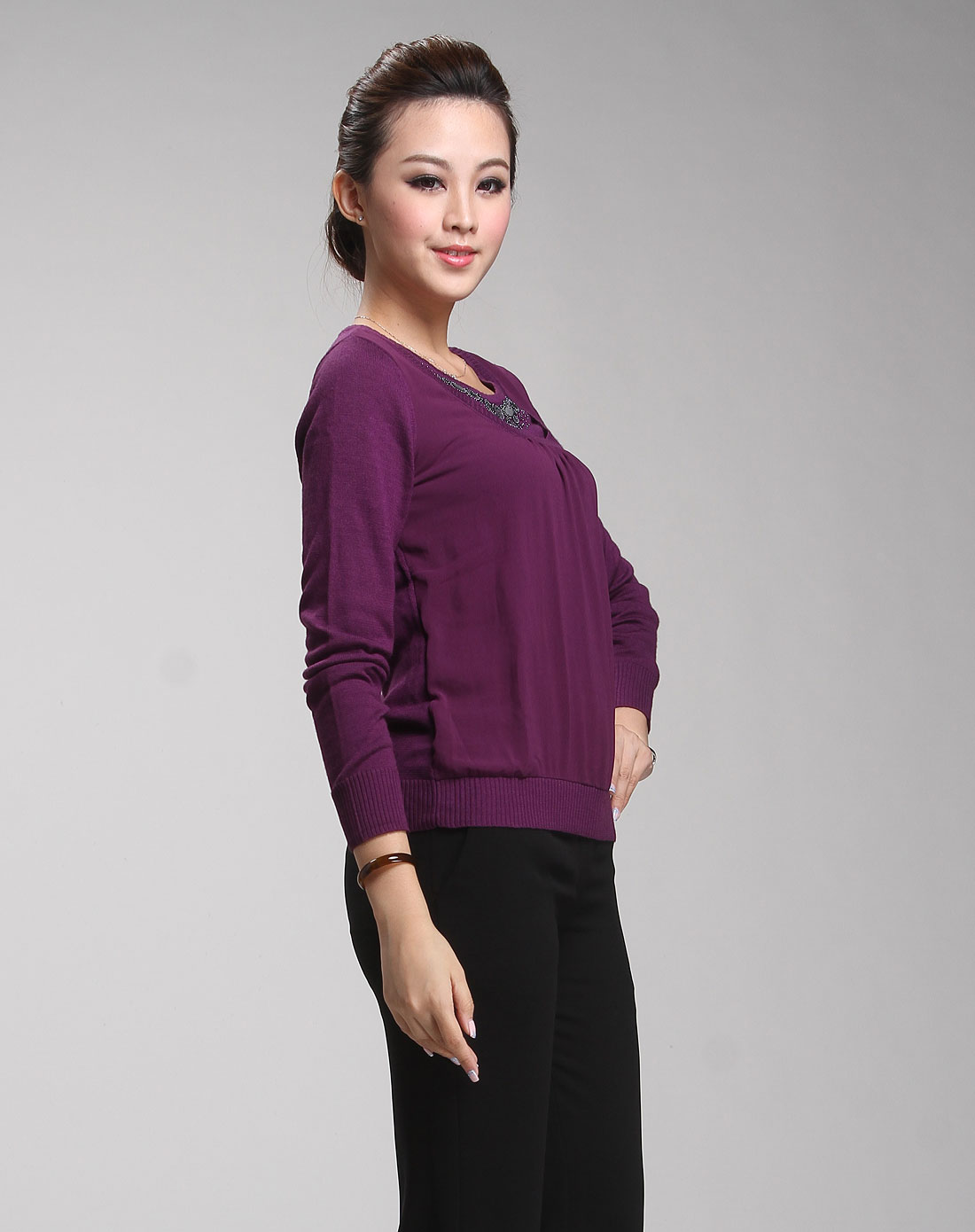 <em>凯撒KAISER</em>男<em>女装</em>女款时尚优雅长袖羊毛衫K