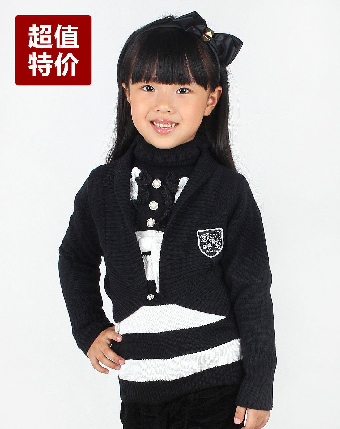 M&Q男女童<em>女童</em>木炭<em>黑毛衣</em>MLQ8401905_唯
