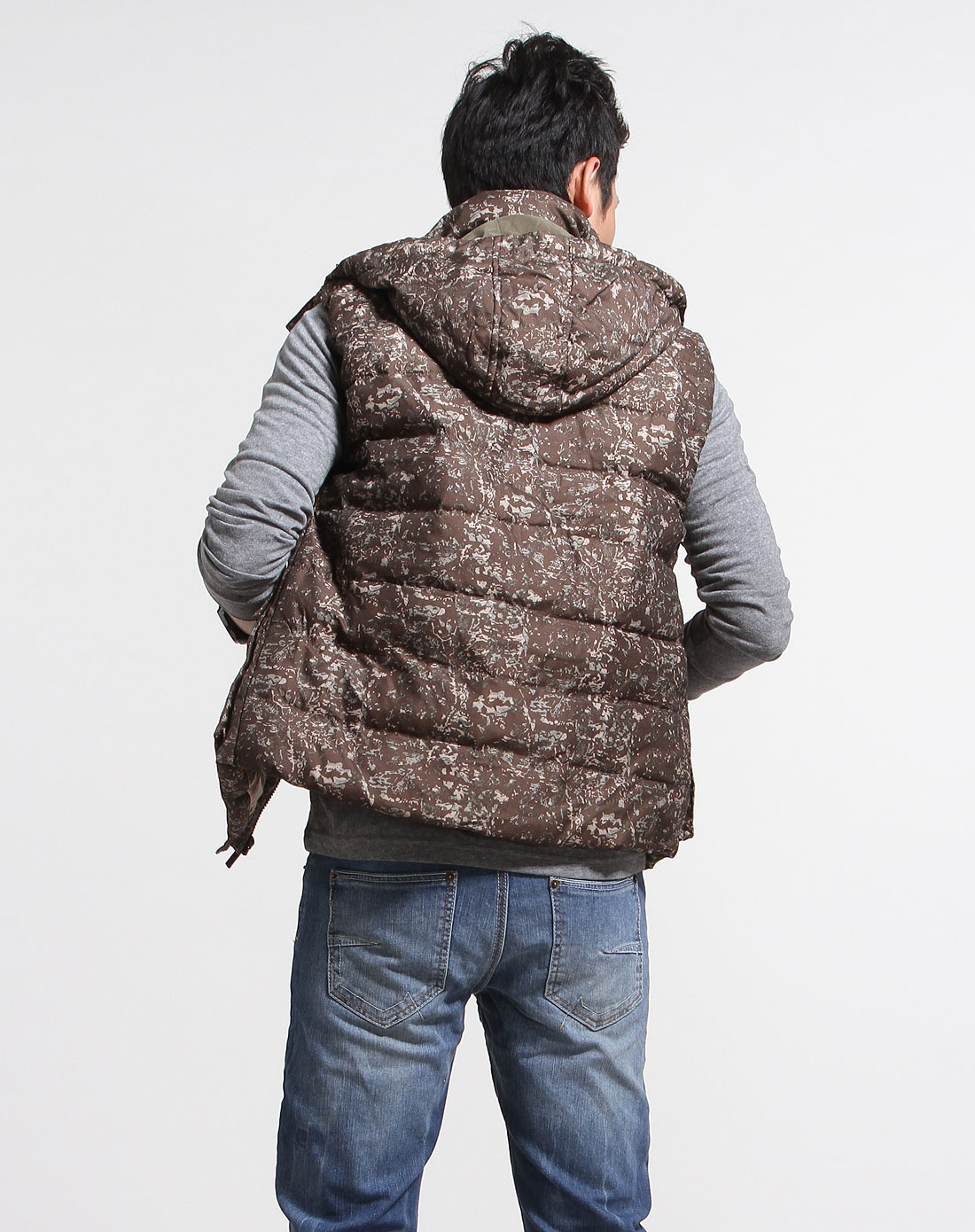 甲子三组jiazisanzu<em>咖啡色</em>迷彩<em>马甲羽绒</em>背心jz3