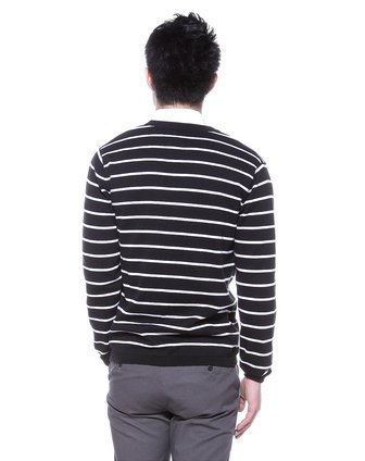 欧莱诺olomo<em>男黑白</em>条都市新贵<em>条纹</em>针织<em>开衫</em>M