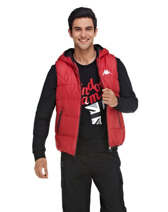 卡帕Kappa<em>男款</em>红色<em>时尚</em>连<em>帽马甲</em>K0172NY20