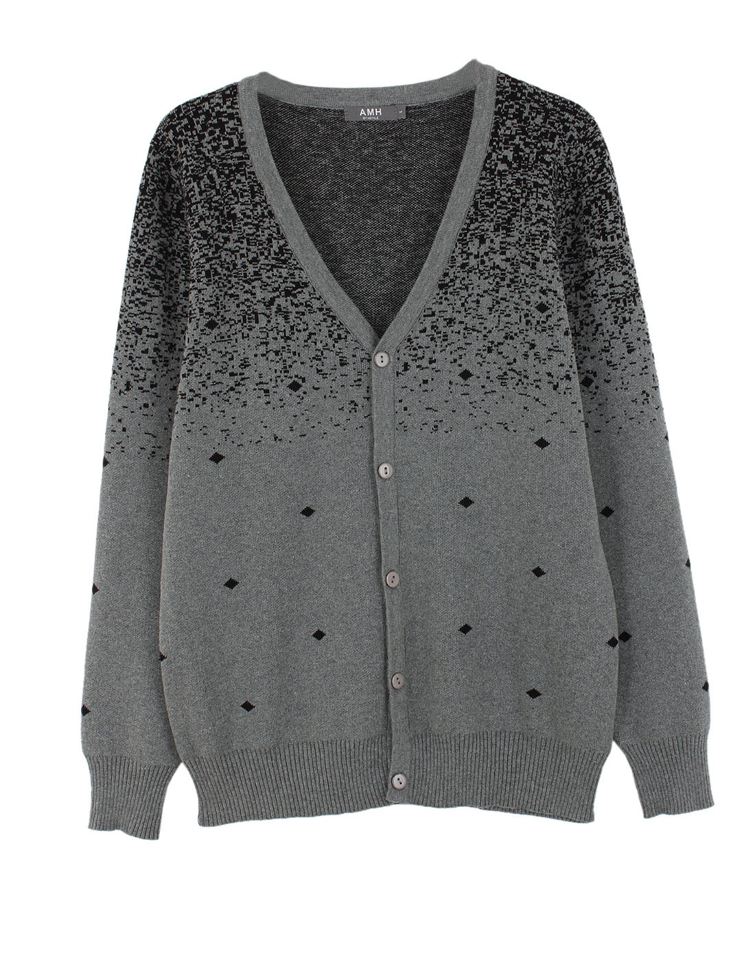 韩都衣舍HSTYLE<em>男款</em>灰色渐变<em>开衫毛衣</em>OT22