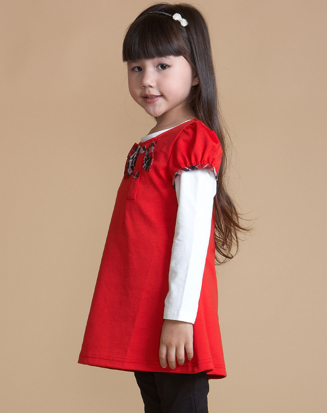 T100男女童<em>女童红色连衣裙</em>A133350620_唯品