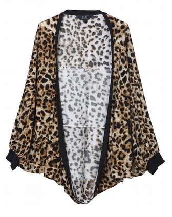 O.SA<em>深咖啡色</em>豹纹蝙蝠袖<em>开衫</em>外套SW221495