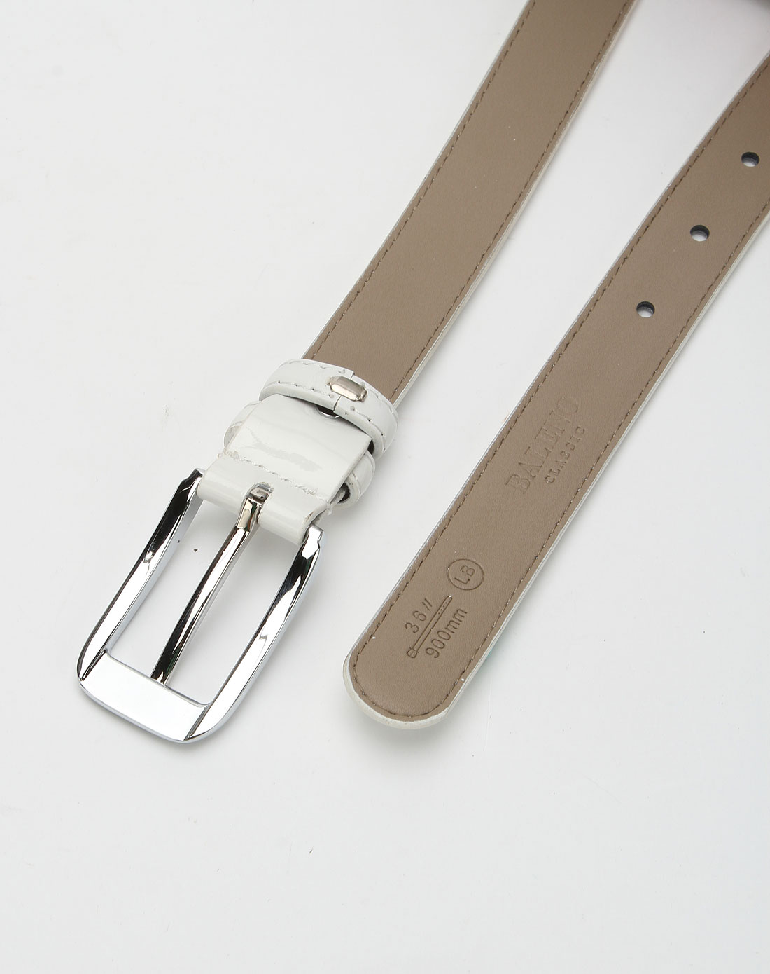 宾奴<em>BALENO女款</em>白色时尚休闲针扣皮带1LB0