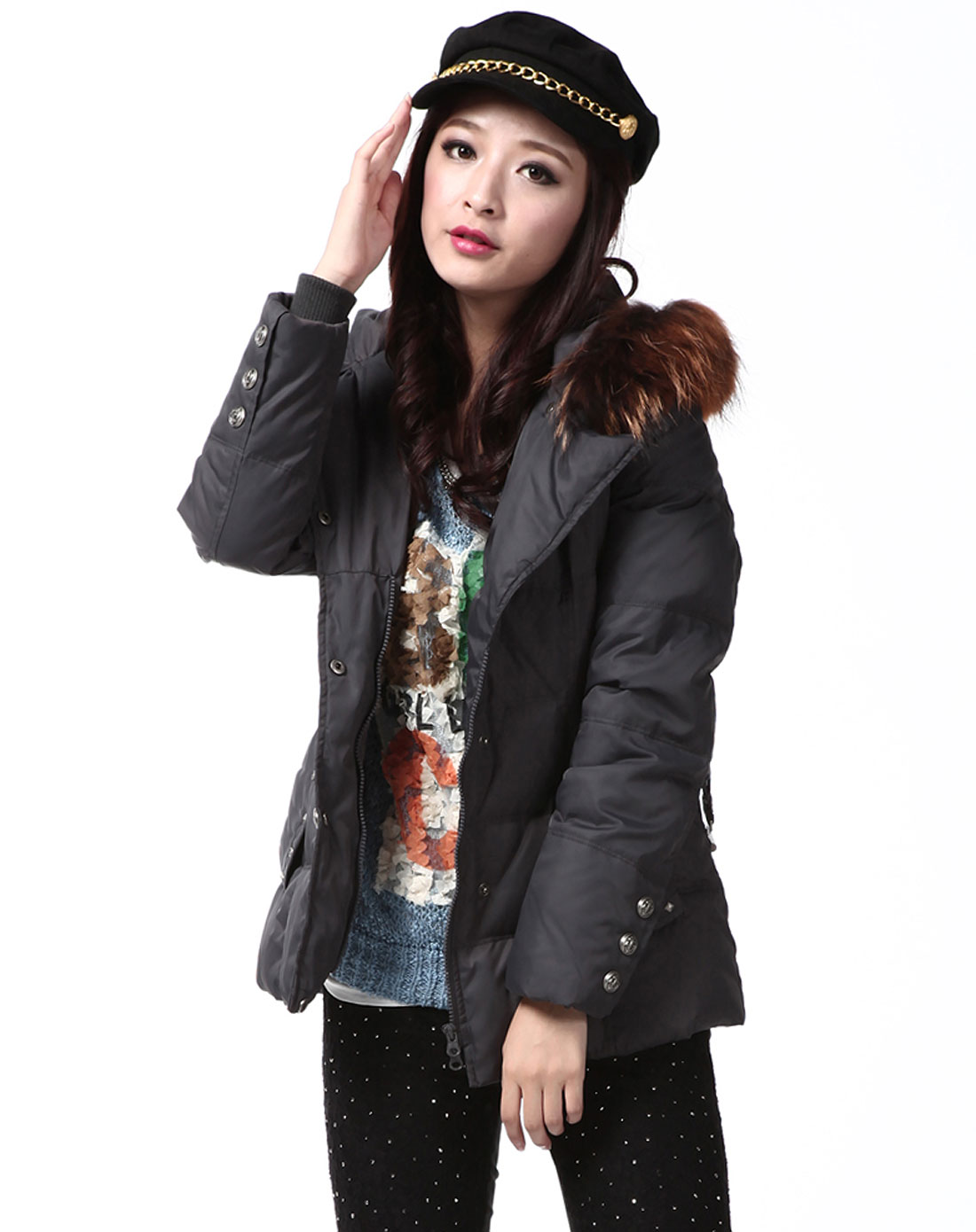 波司登旗下品牌<em>羽绒服女装雪中飞</em> 黑丝方格修