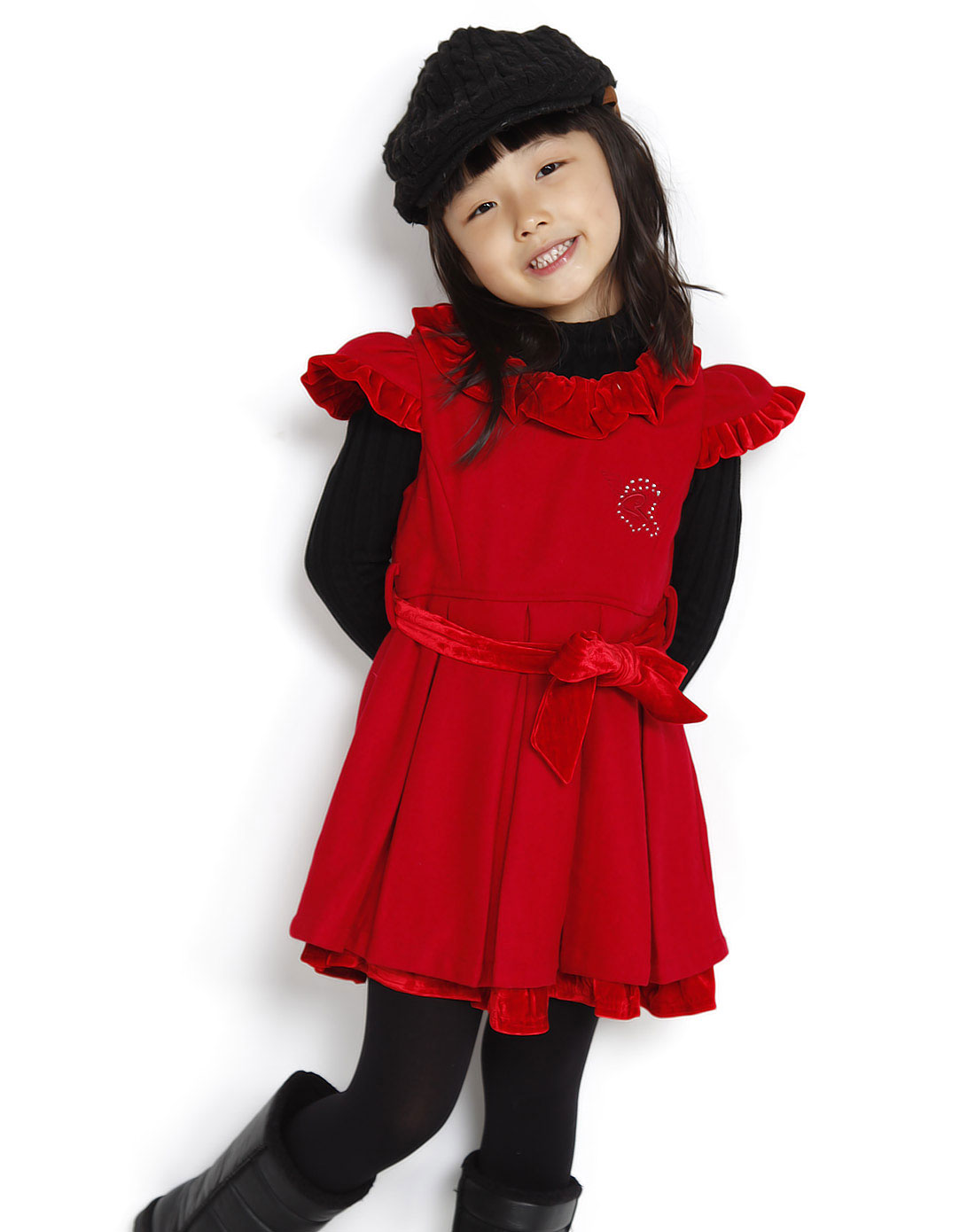 乐比奇Rubbykids男女童<em>女童红色连衣裙</em>51453