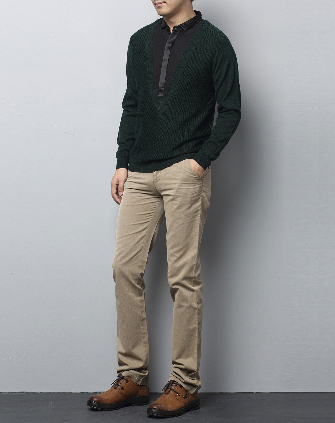 O.SA<em>男士</em>墨<em>绿色毛衣</em>ME248967200_唯品会