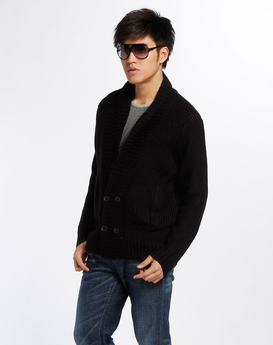 卡宾cabbeen<em>男款</em>黑色<em>毛衣外套</em>