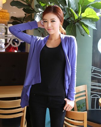 <em>韩都衣舍</em>HSTYLE女上装专场女款<em>紫色</em>纯色<em>开衫</em>