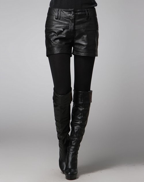 斯贤SEE SHINE<em>女装</em>黑色潮流皮<em>短裤</em>_<em>唯品会</em>名