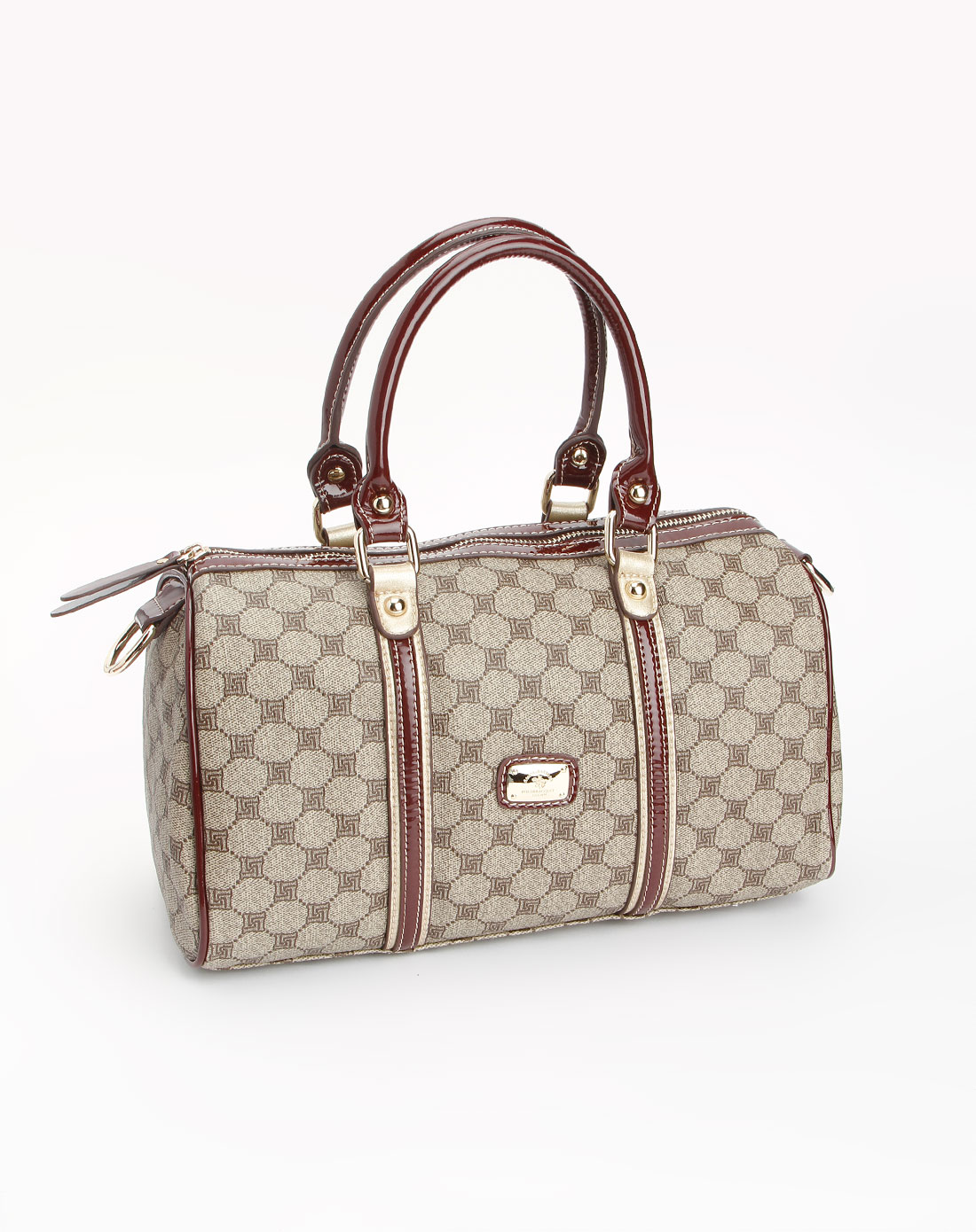 <em>圣大保罗女包</em>卡其/酒红印花时尚两用包WB190