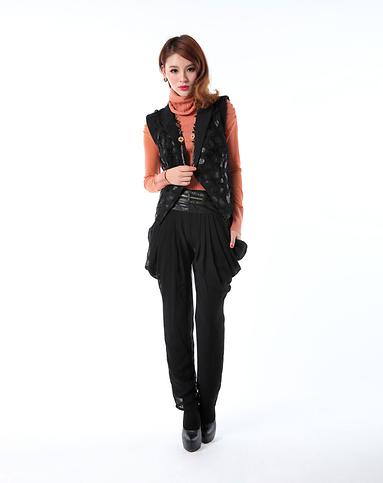 蔻拉CHKNAK黑色<em>拼接式马夹</em>外套86DMJ001