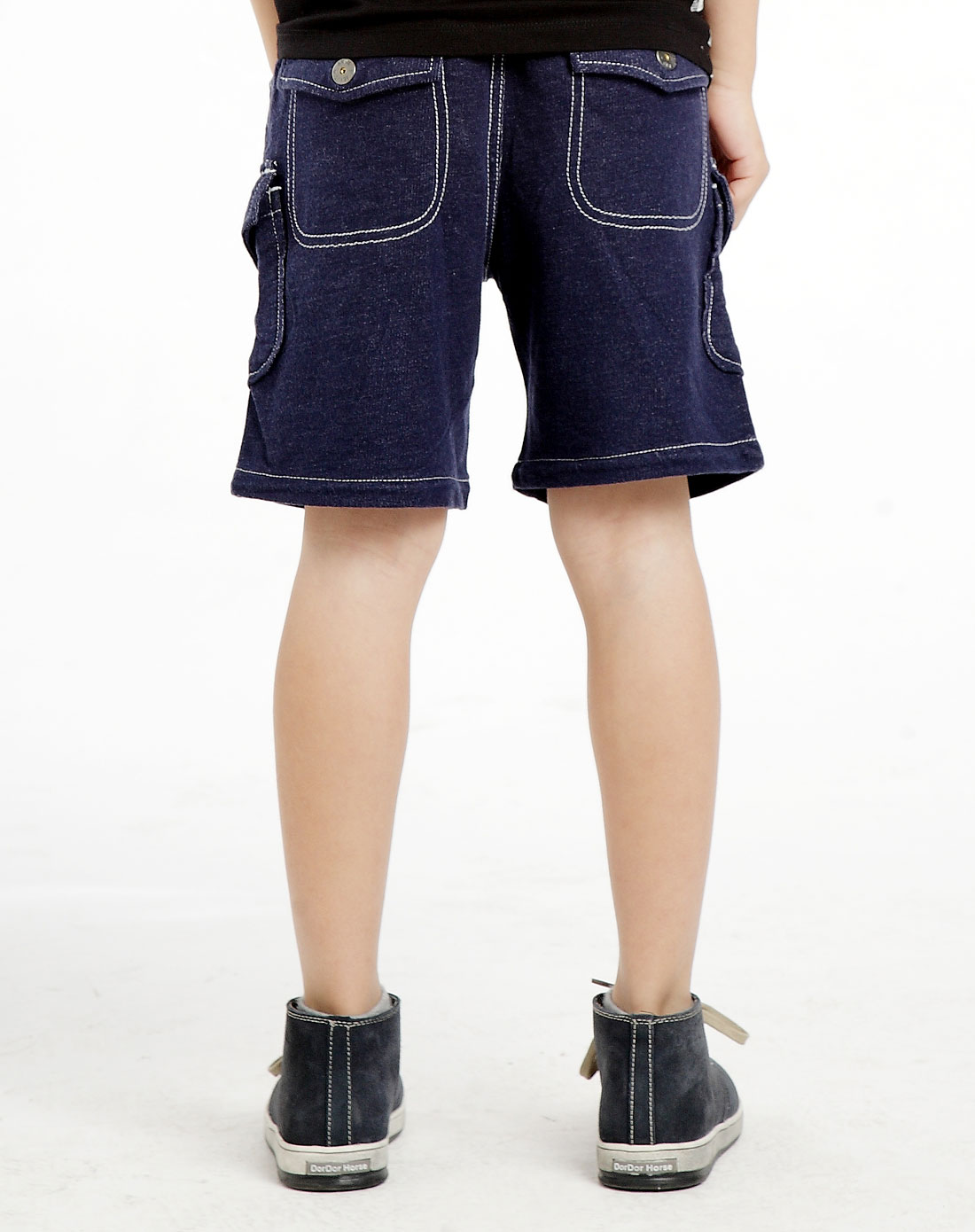 安奈儿Annil男女童装<em>男童深蓝色</em>休闲<em>短裤</em>AB1