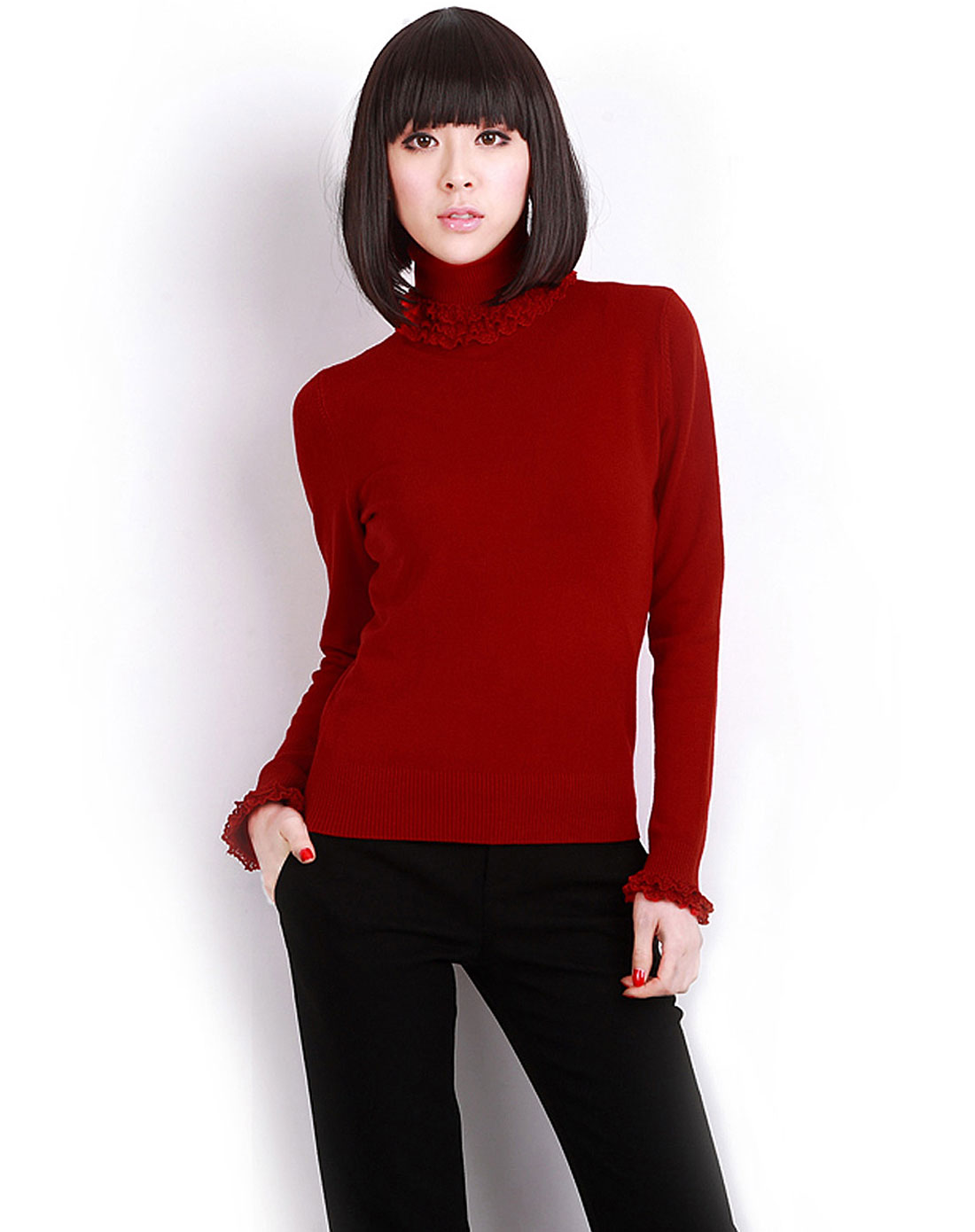 sa秋款修身高领<em>打底毛衣</em>