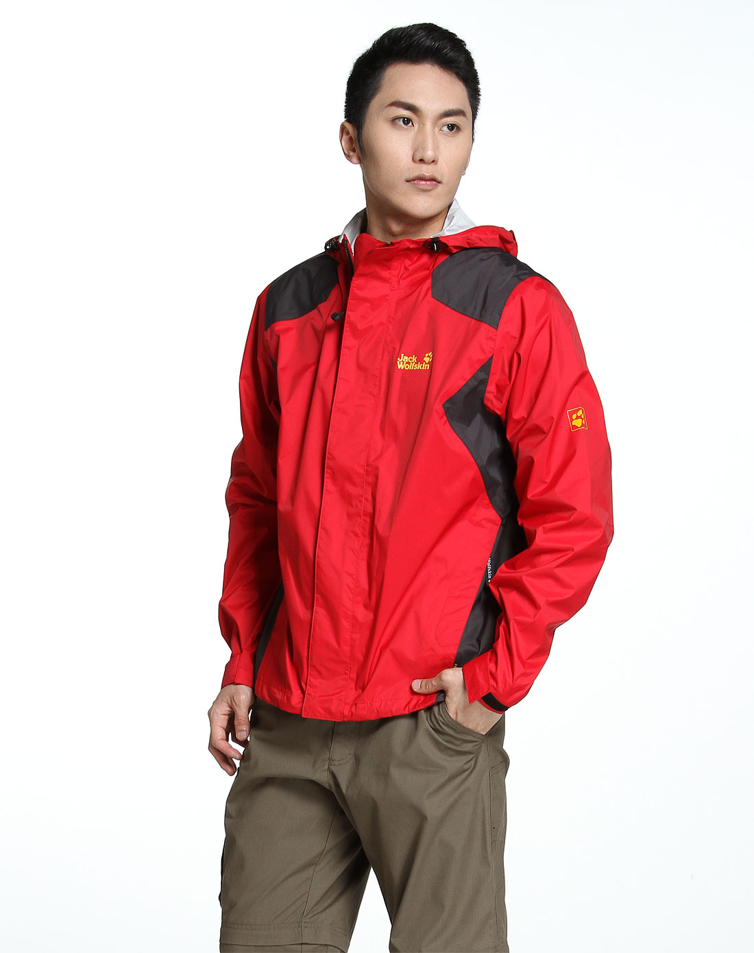 狼爪<em>JackWolfskin</em>户外男<em>女装</em>男款暗红色防风连