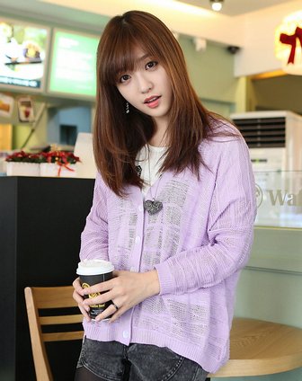 <em>韩都衣舍</em>HSTYLE女上装专场<em>紫色</em>蝙蝠袖<em>针织开</em>