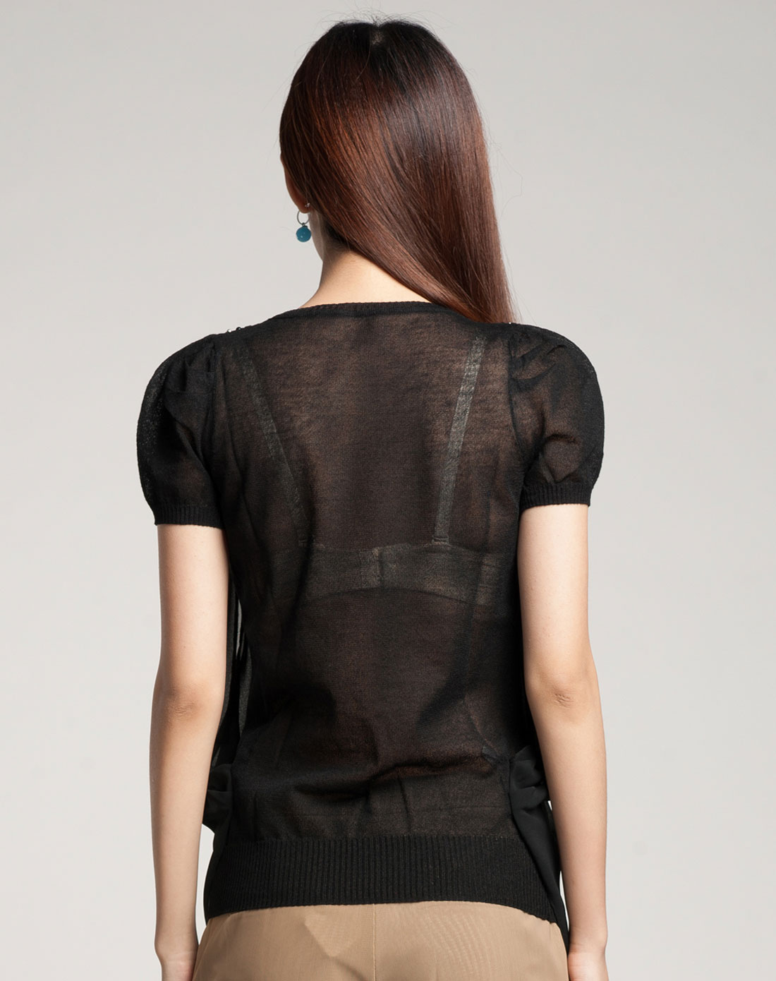 香影xiangying女款黑色毛衣N122107310_唯品会