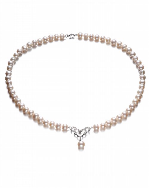 镶银天然珍珠项链便宜价格 珍珠配件925银 项